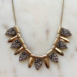 Gold & Black Mudd Arrow Faux Stone Chest Piece Necklace